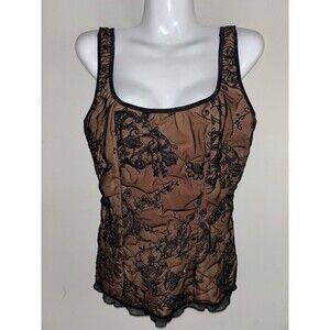 Vintage Women Sleeveless Tank Size M Shimmer Black Whimsigoth Romantic Top